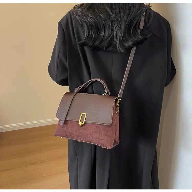 Frosted Women's Shoulder Messenger Bag Black Gold Clasp — feature 23