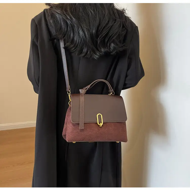 Frosted Women's Shoulder Messenger Bag Black Gold Clasp — feature 24