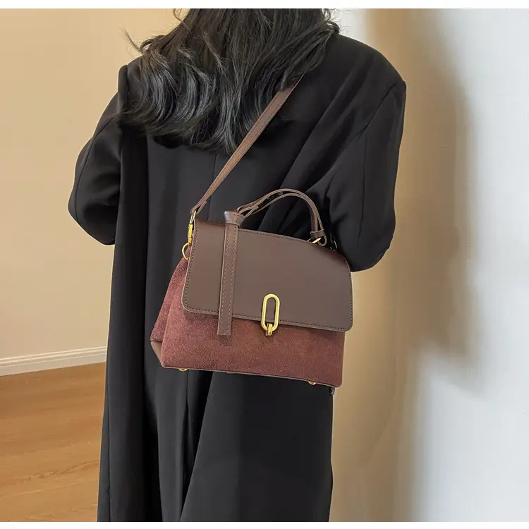 Frosted Women's Shoulder Messenger Bag Black Gold Clasp — feature 25