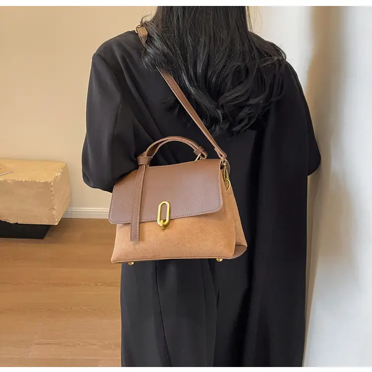 Frosted Women's Shoulder Messenger Bag Black Gold Clasp — feature 26
