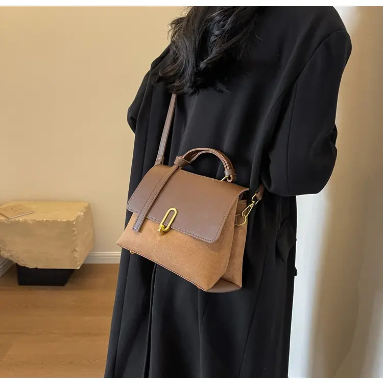 Frosted Women's Shoulder Messenger Bag Black Gold Clasp — feature 27