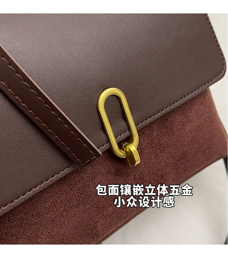Frosted Women's Shoulder Messenger Bag Black Gold Clasp — feature 8