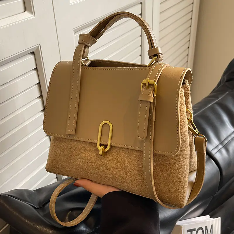 Frosted Women's Shoulder Messenger Bag Black Gold Clasp - Image 3