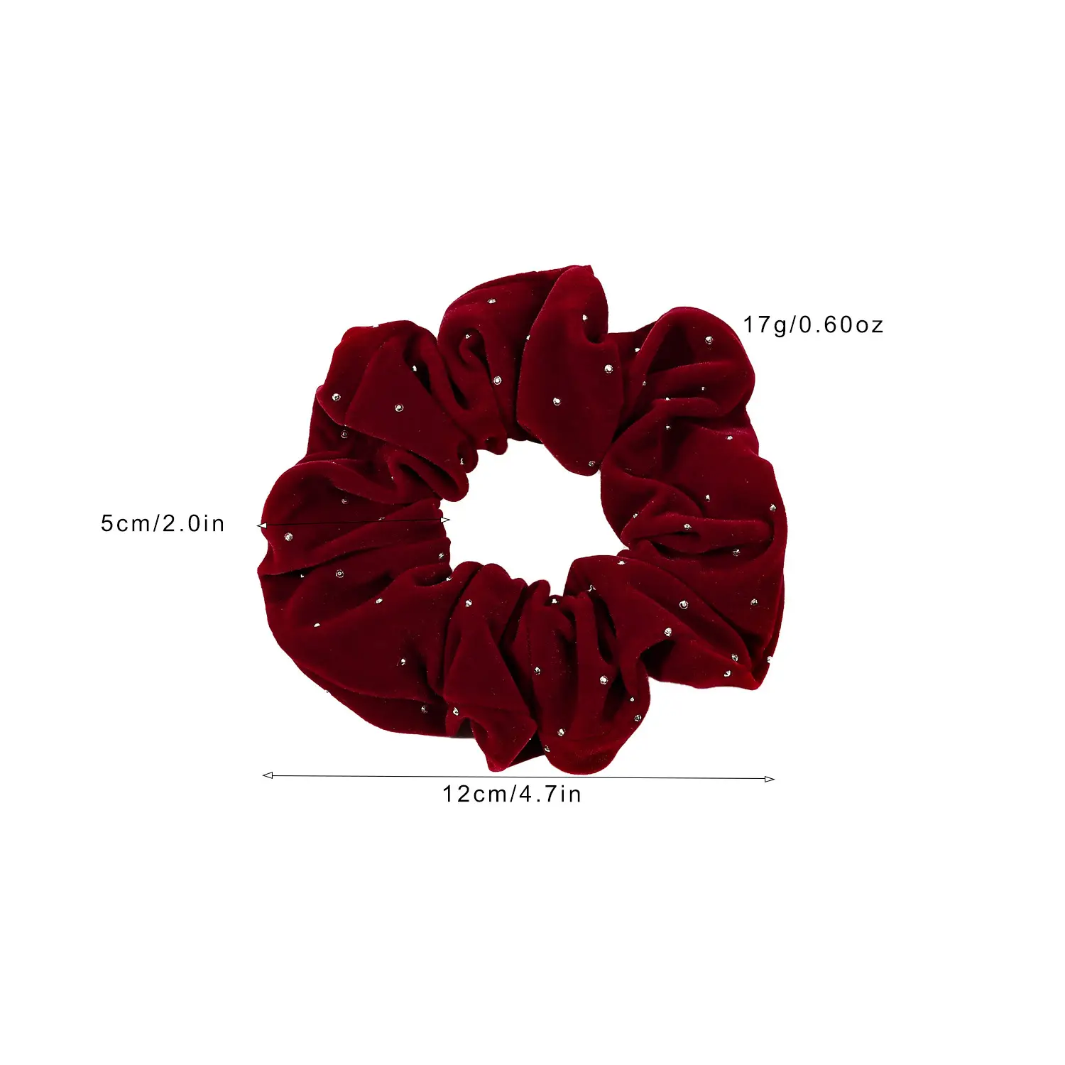 Velvet Rhinestone Hair Ring Red 12cm - Image 6