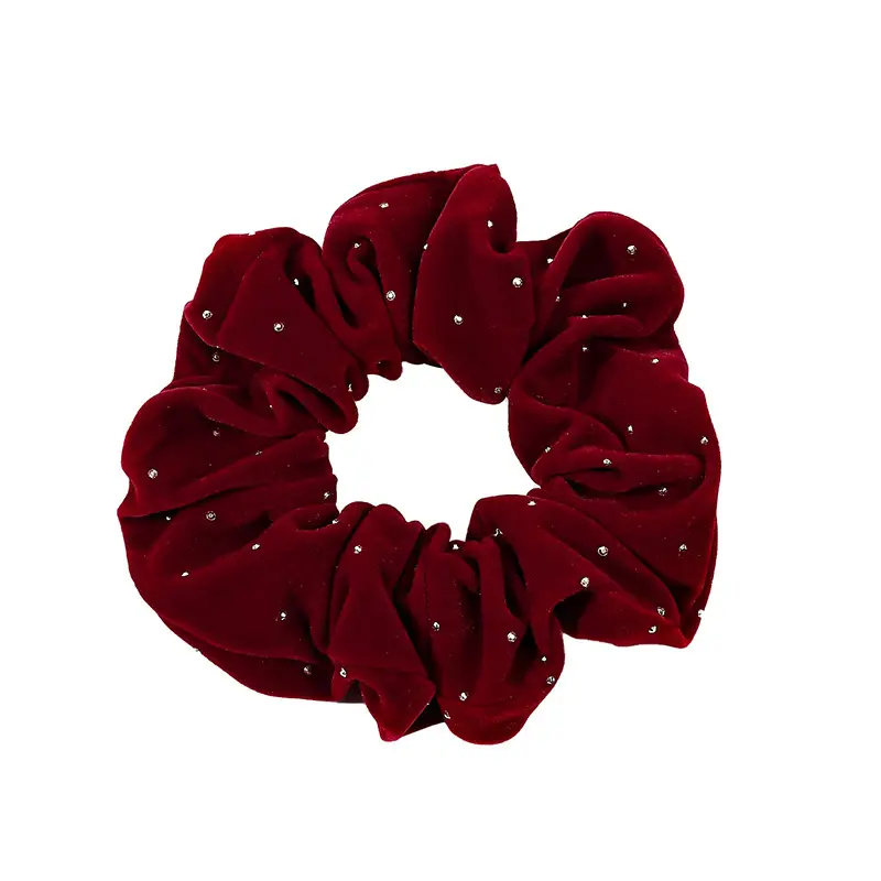 Velvet Rhinestone Hair Ring Red 12cm - Image 7