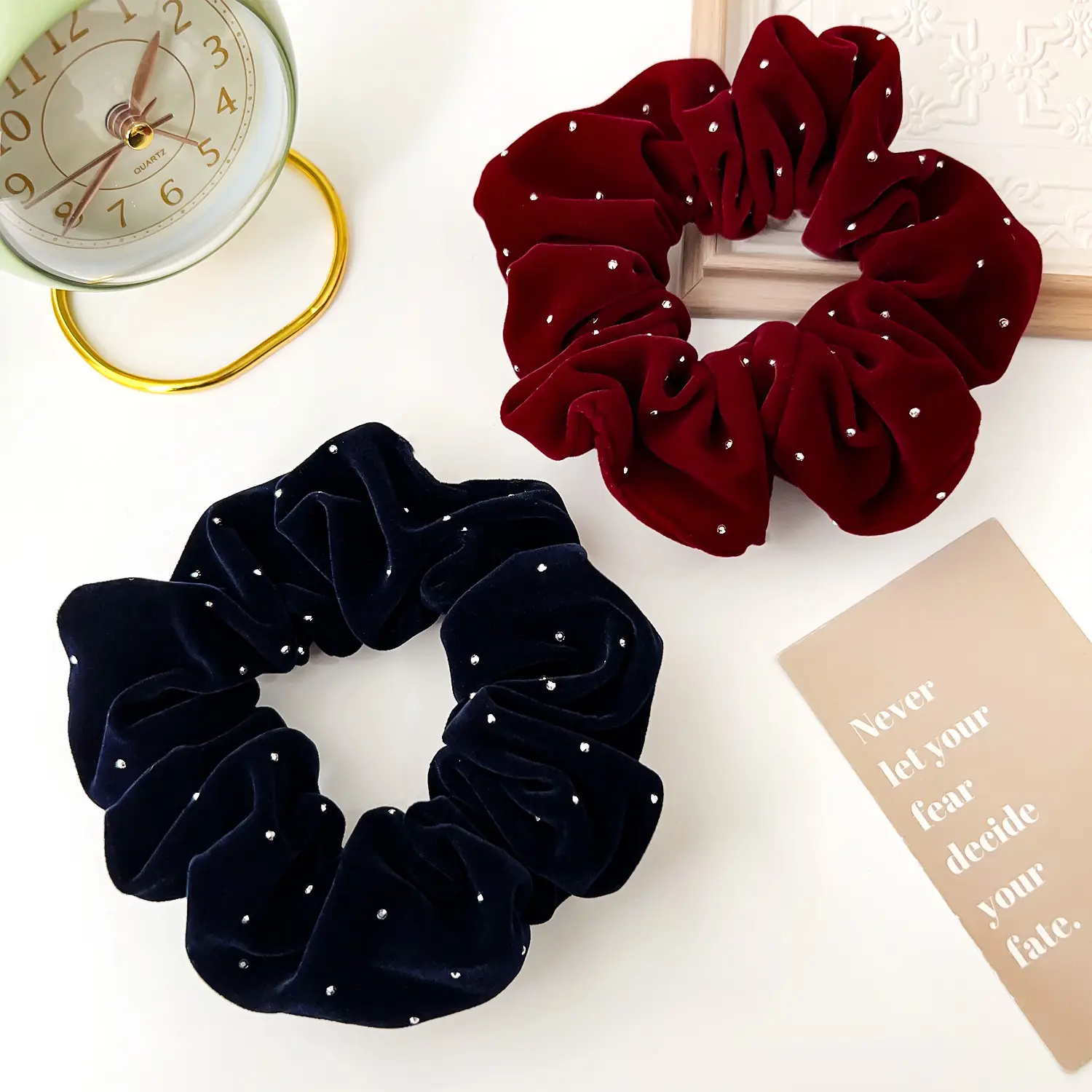 Velvet Rhinestone Hair Ring Red 12cm — feature 5