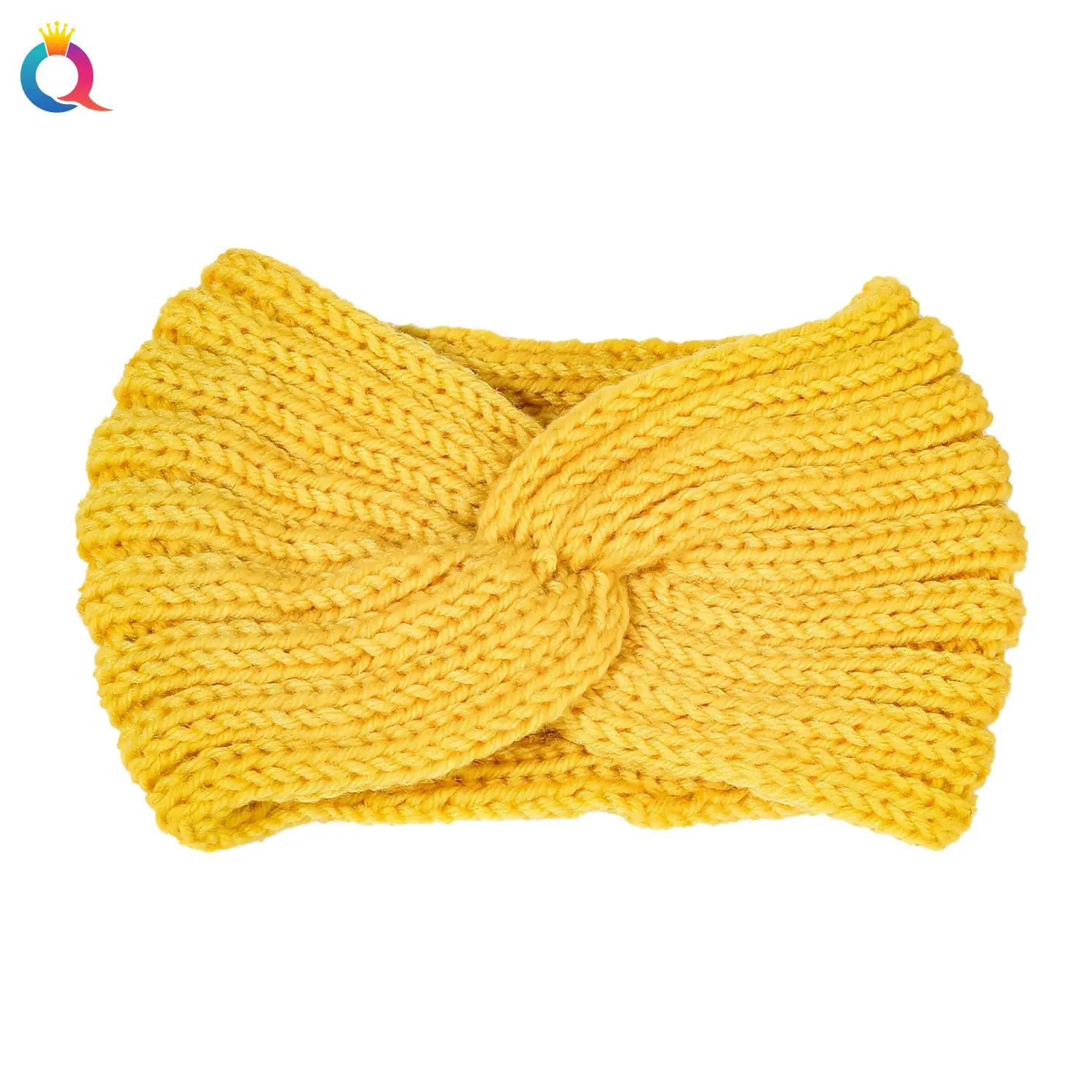 Women's Blue Wool Hair Band with Wide Brim - Image 8