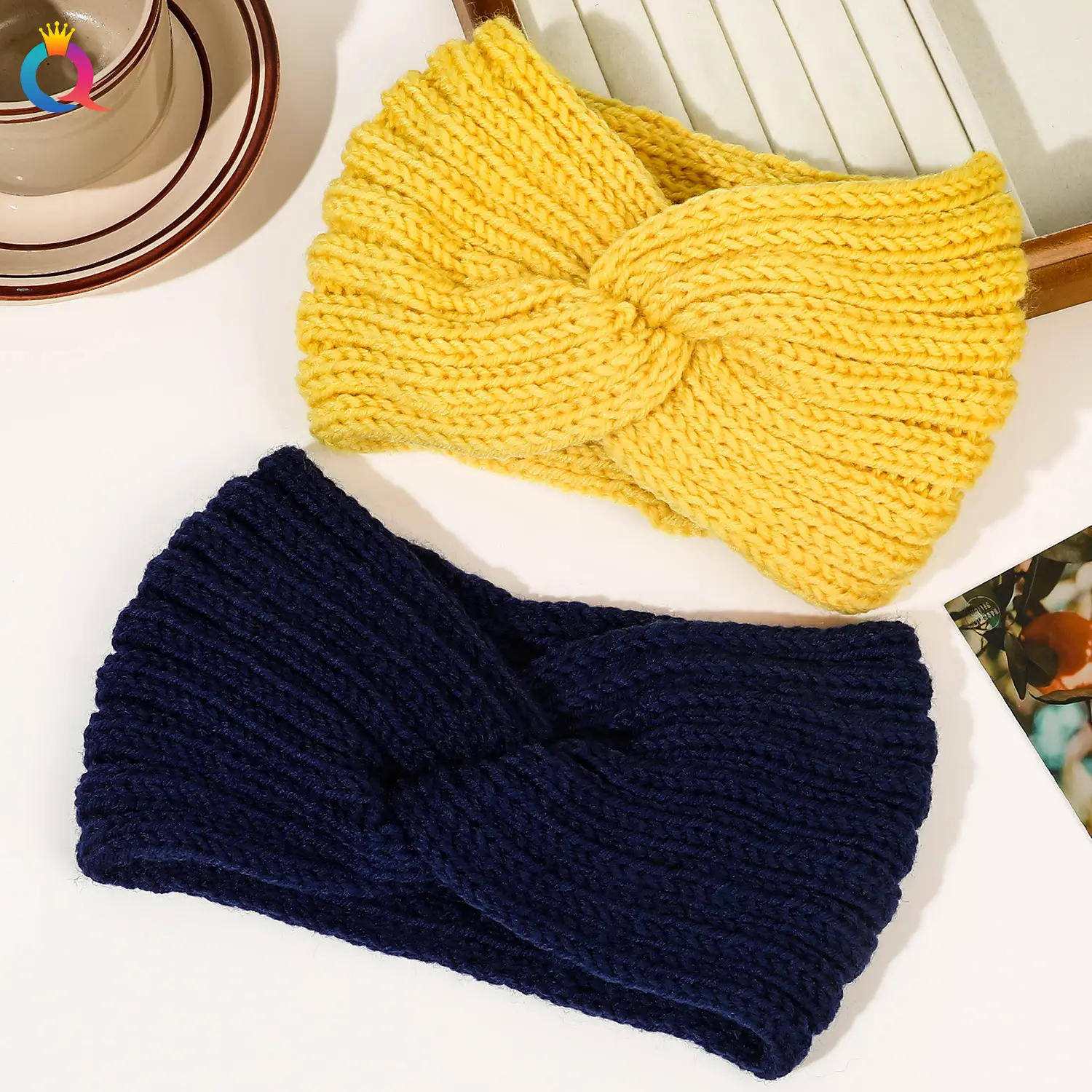 Women's Blue Wool Hair Band with Wide Brim — feature 20