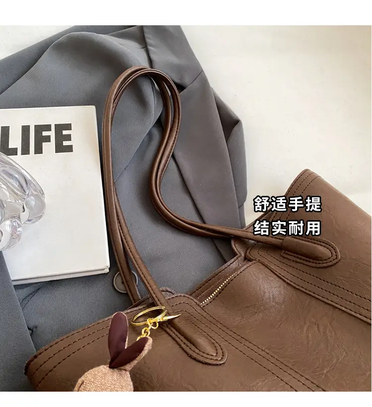 Women's Large Capacity Leather Tote Bag White — feature 5