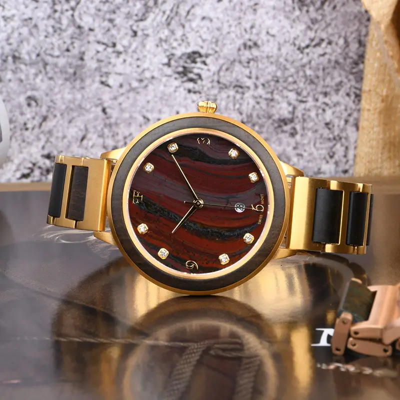 Clearance Stock Steel Case Watch with Rhinestone Dial