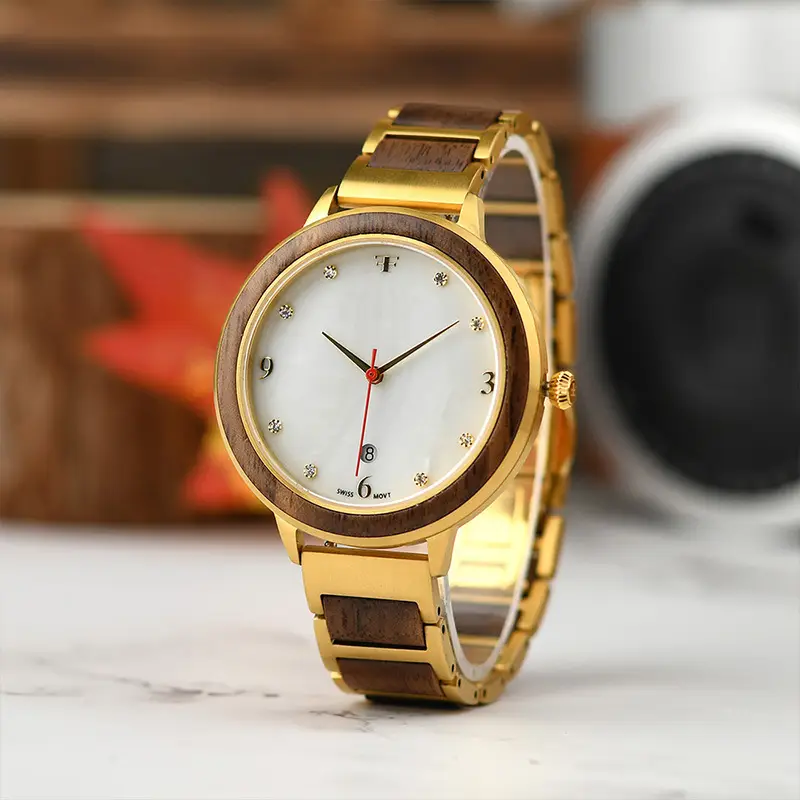 Clearance Stock Steel Case Watch with Rhinestone Dial