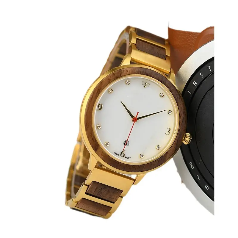 Clearance Stock Steel Case Watch with Rhinestone Dial