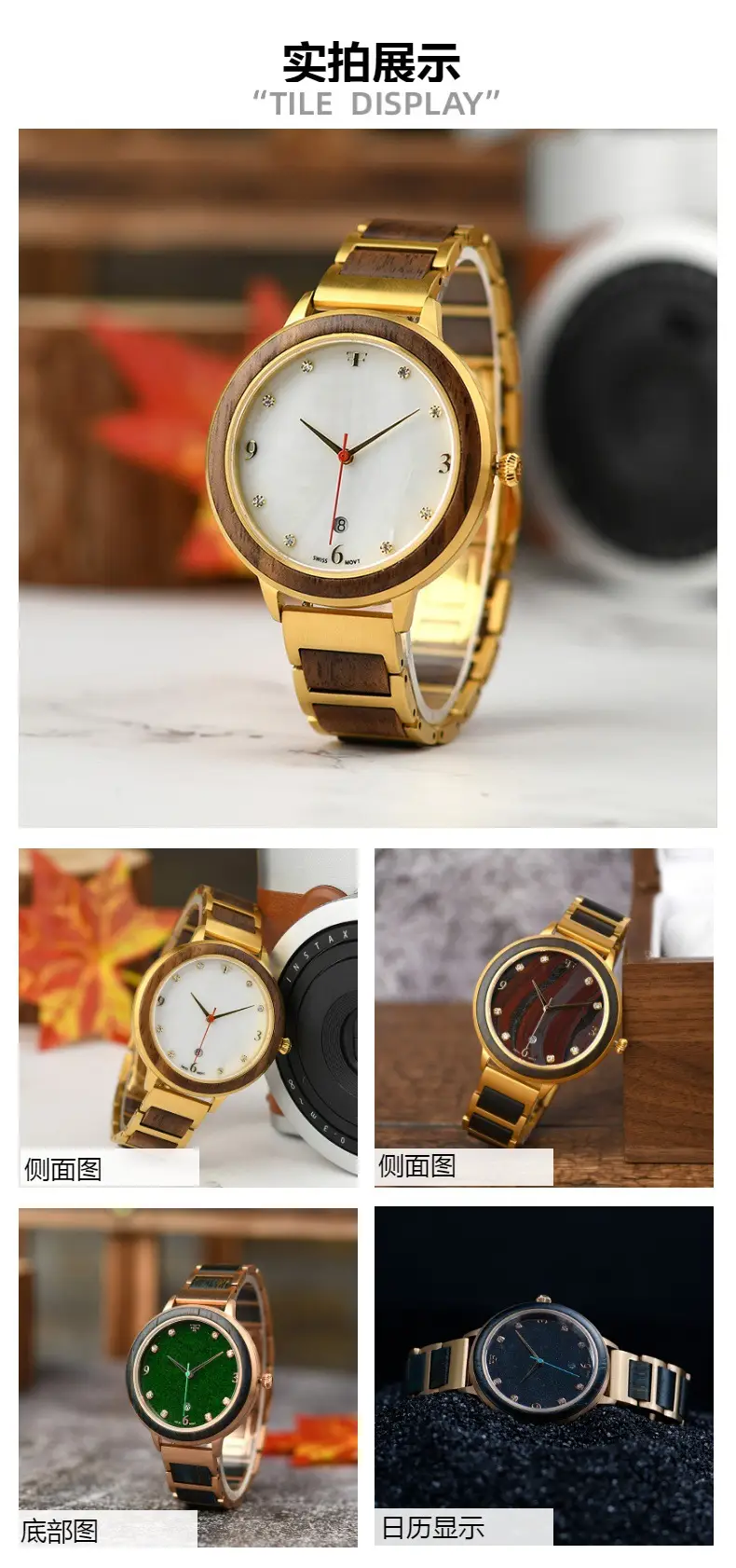Clearance Stock Steel Case Watch with Rhinestone Dial — feature 3