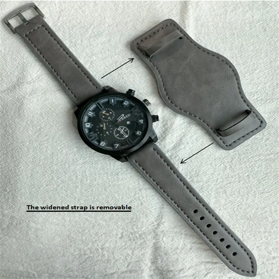 Ka Ren Men's Large Dial Belt Watch Brown Leather — feature 12