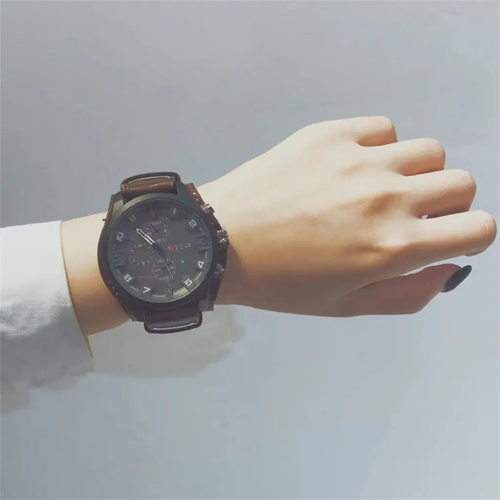 Ka Ren Men's Large Dial Belt Watch Brown Leather — feature 8