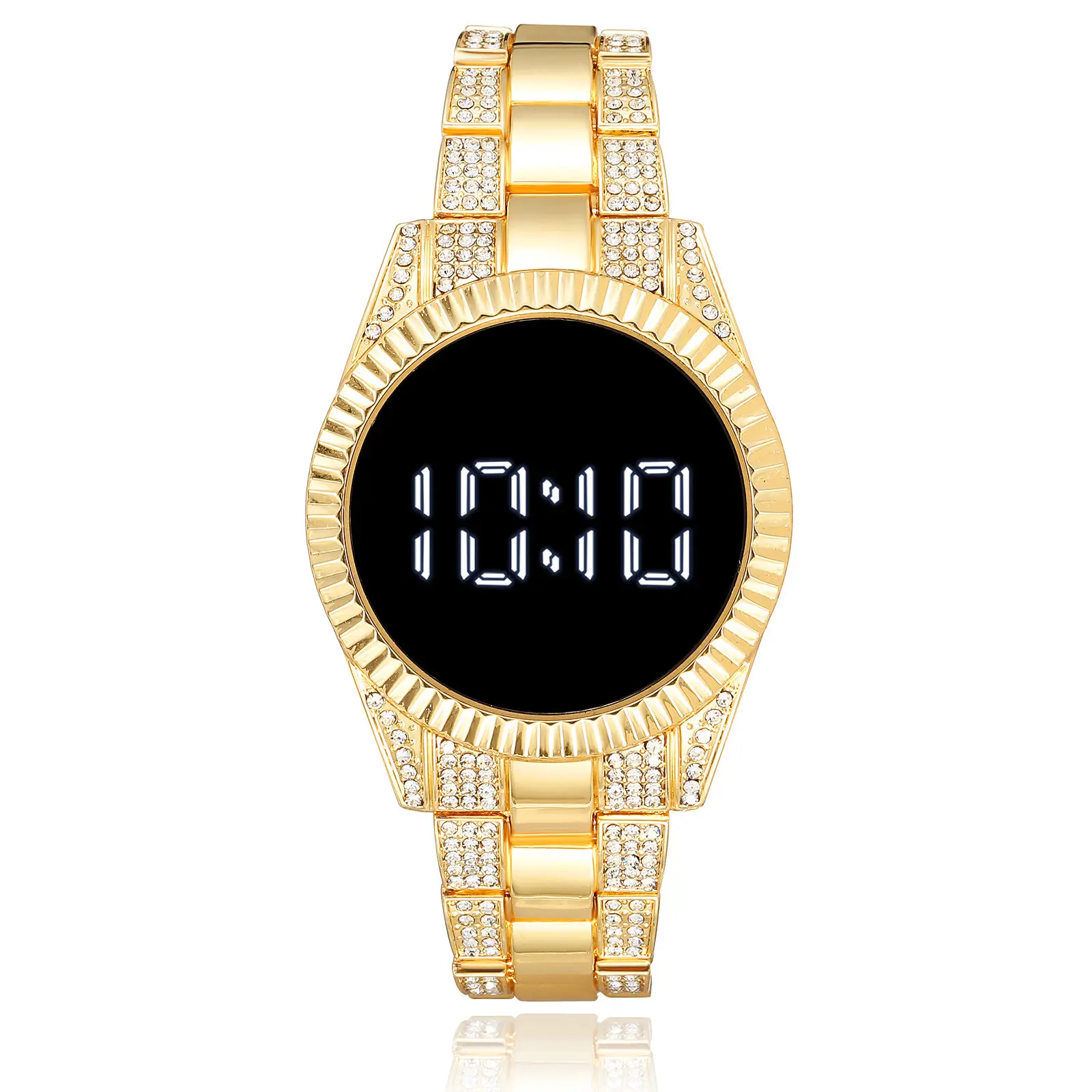 Gold Diamond Strap Women's Digital Watch 10:17