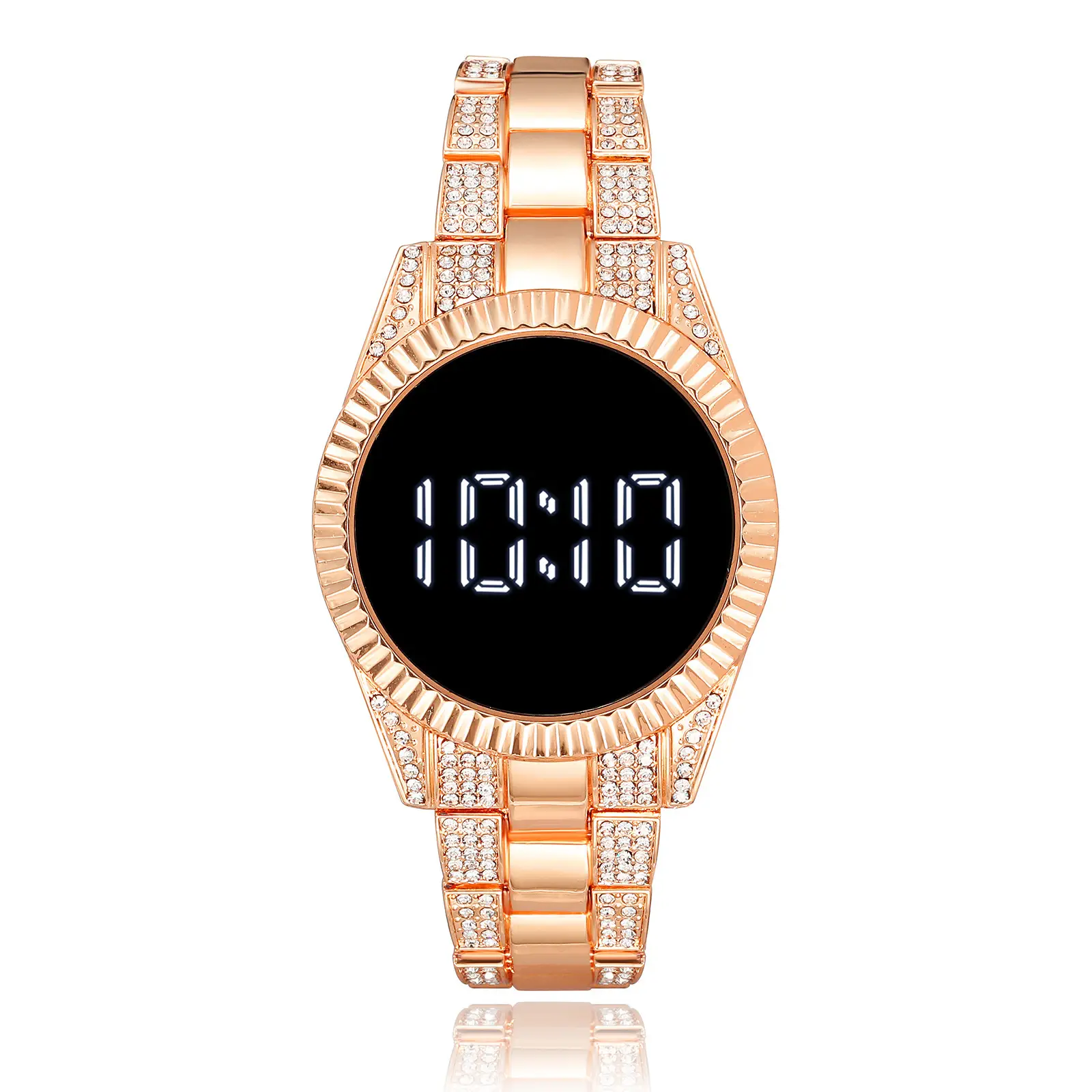 Gold Diamond Strap Women's Digital Watch 10:17