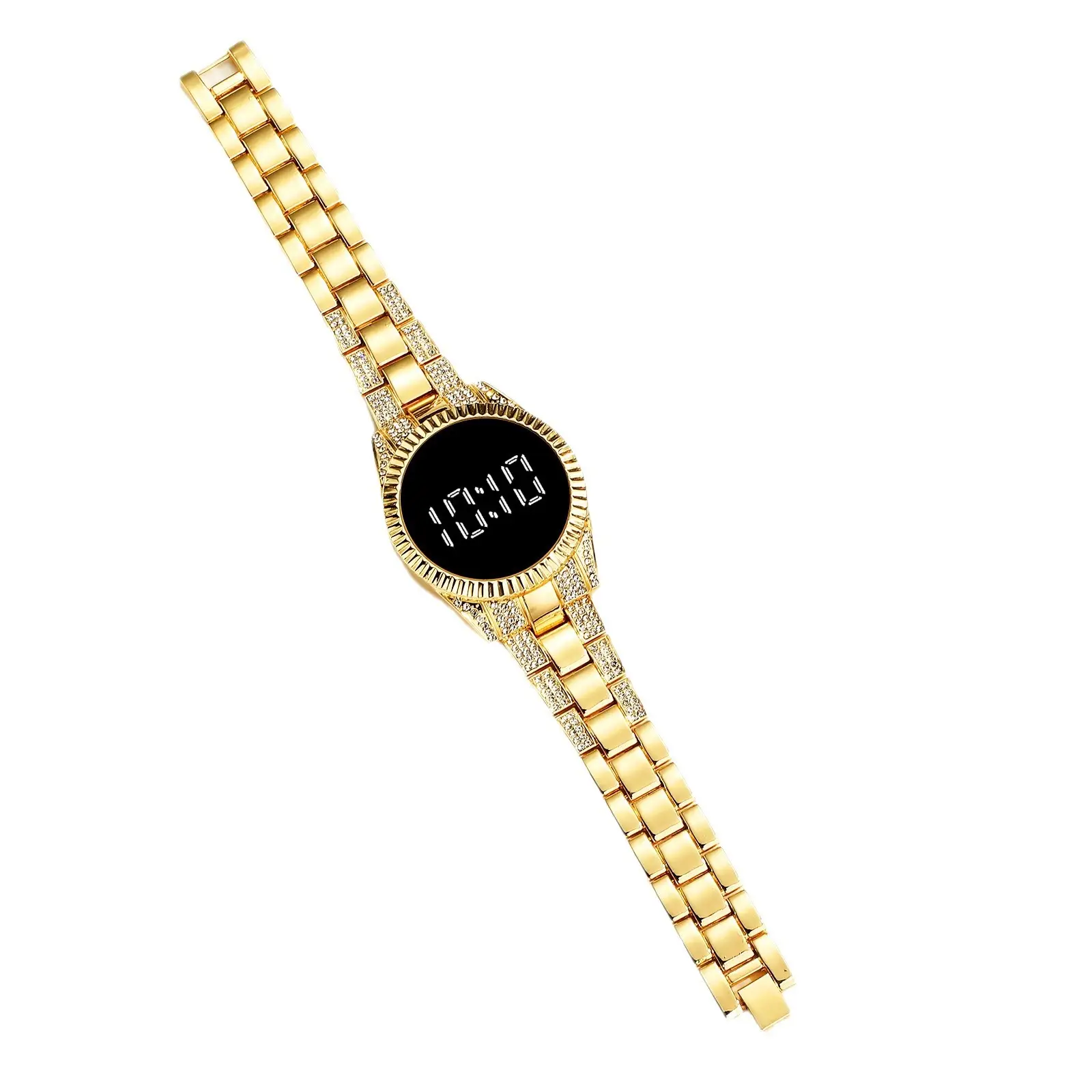 Gold Diamond Strap Women's Digital Watch 10:17