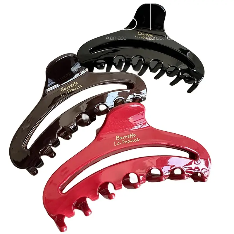 French Hollow Acetate Hair Clip Red Multiple Volume - Image 8