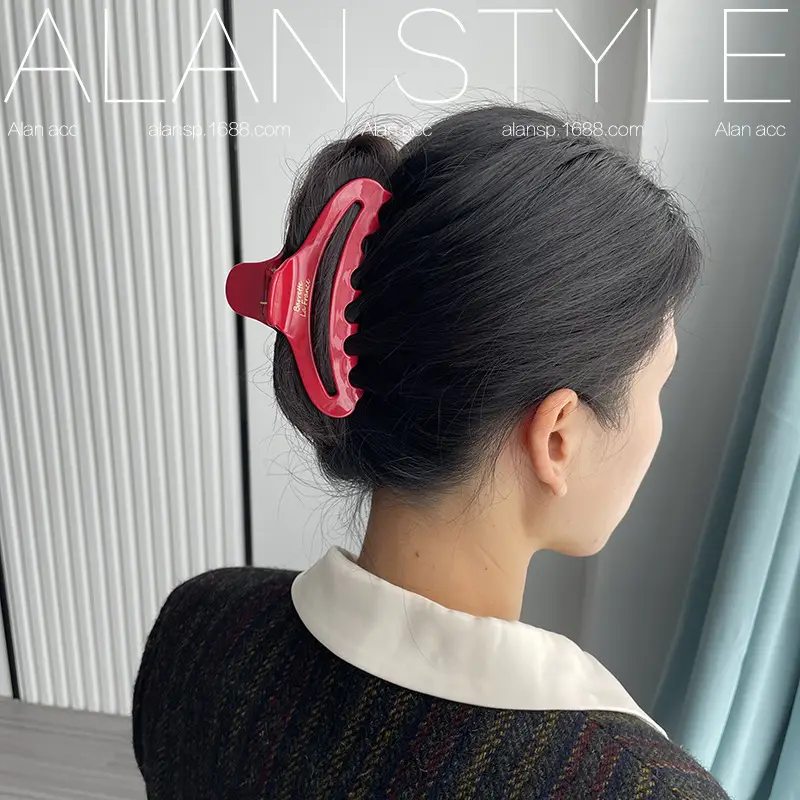 French Hollow Acetate Hair Clip Red Multiple Volume — feature 3
