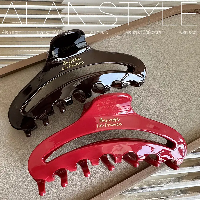 French Hollow Acetate Hair Clip Red Multiple Volume — feature 5