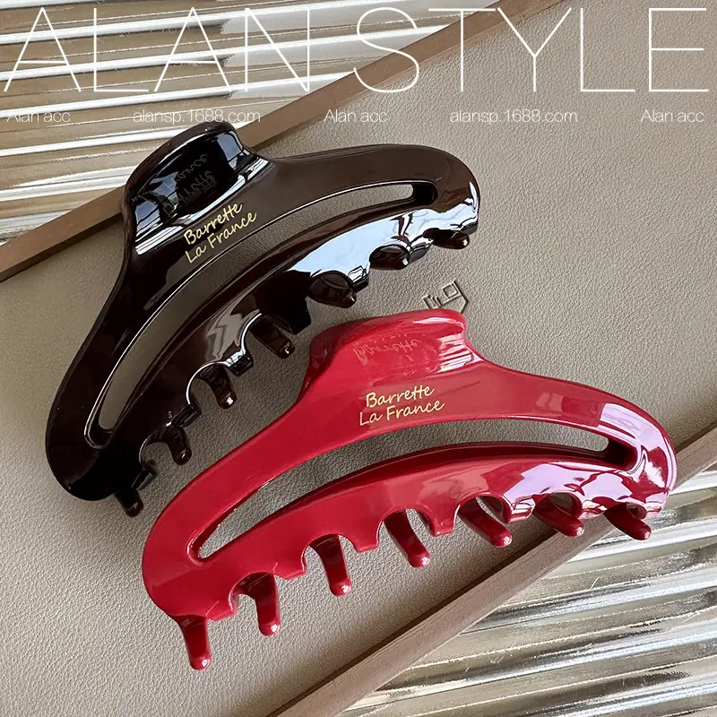 French Hollow Acetate Hair Clip Red Multiple Volume — feature 7