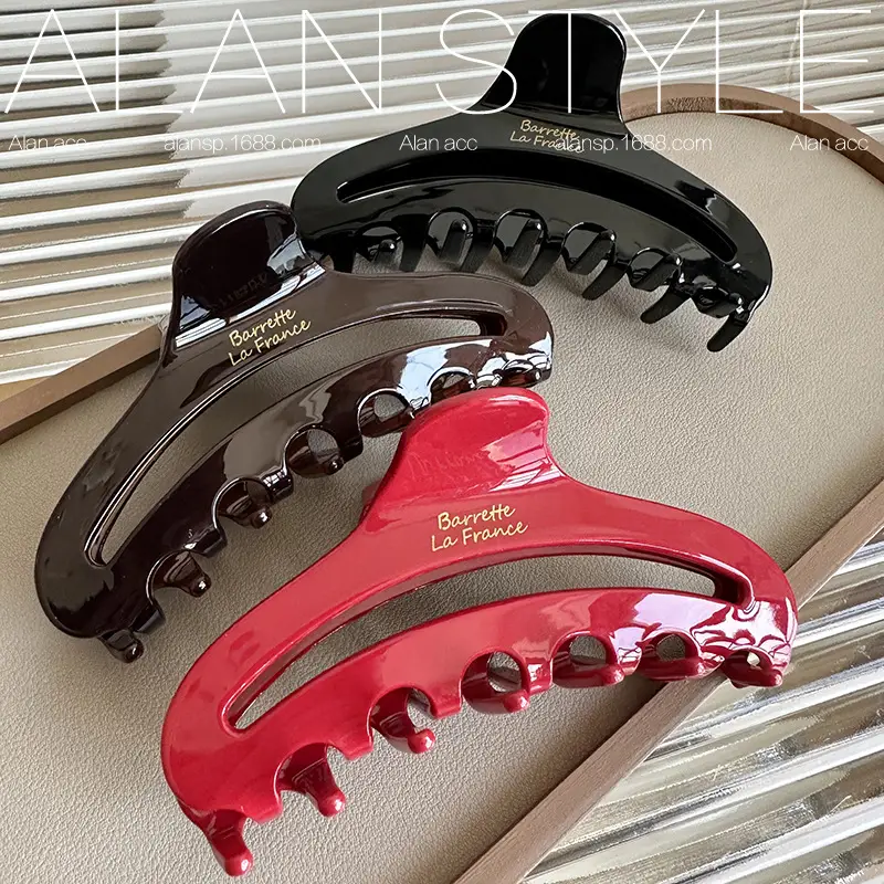French Hollow Acetate Hair Clip Red Multiple Volume — feature 9