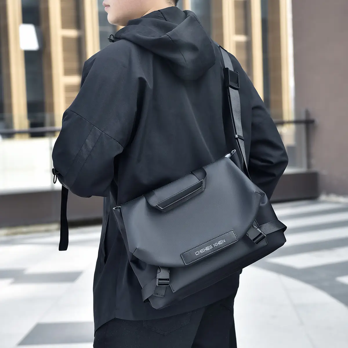Men's Crossbody Bag Grey Large Capacity Business Travel - Image 4