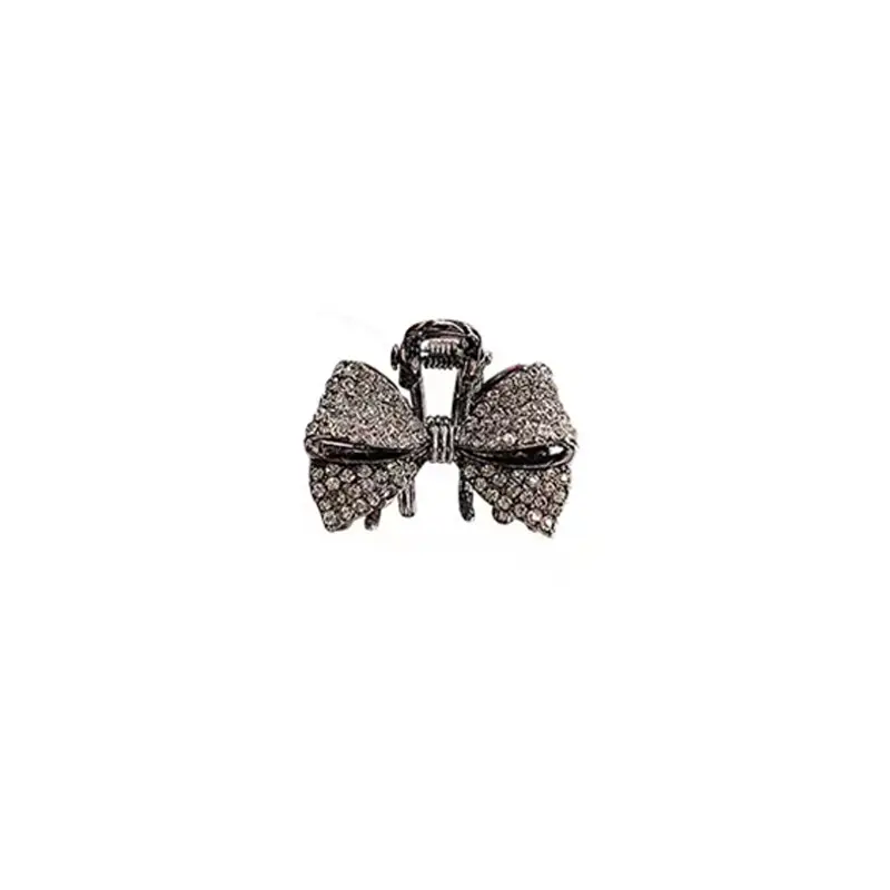 Black Rhinestone Shark Clip Bow Hairpin - Image 6