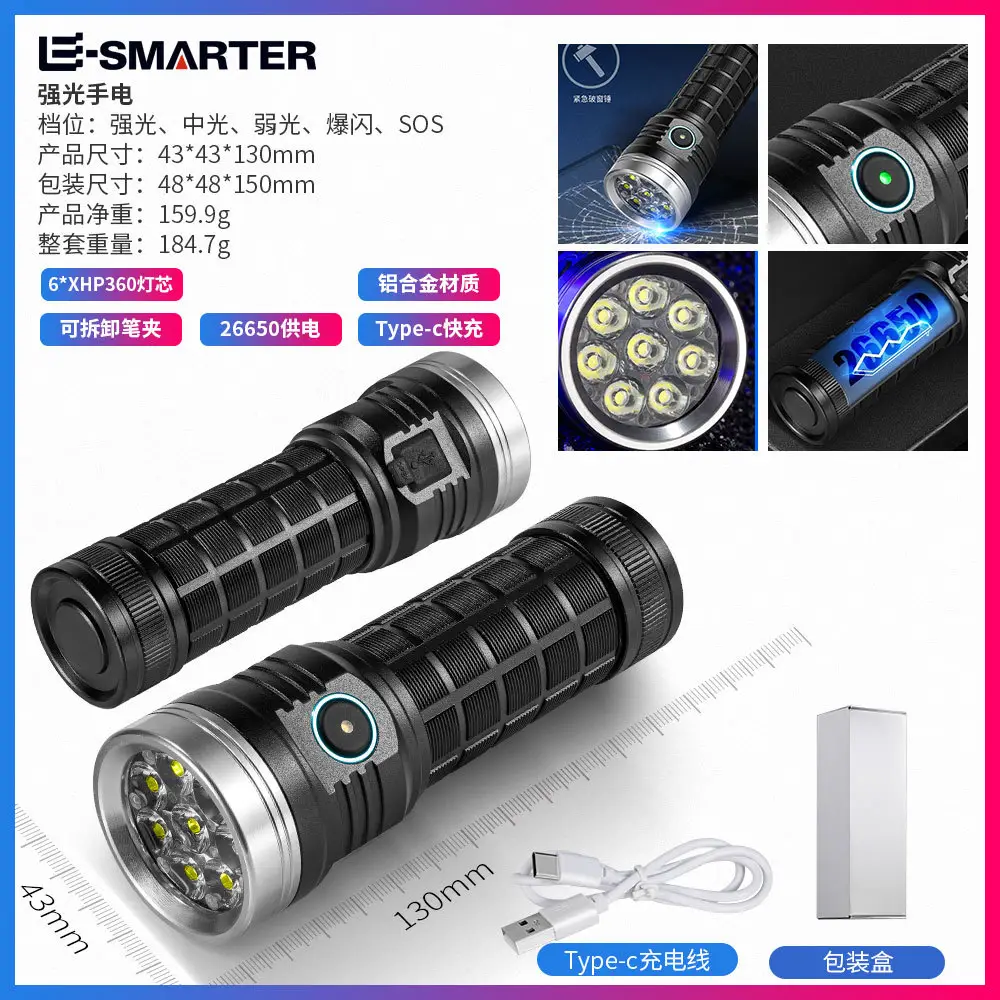 8XHP360 LED Camping Flashlight Aluminum Black - Image 12