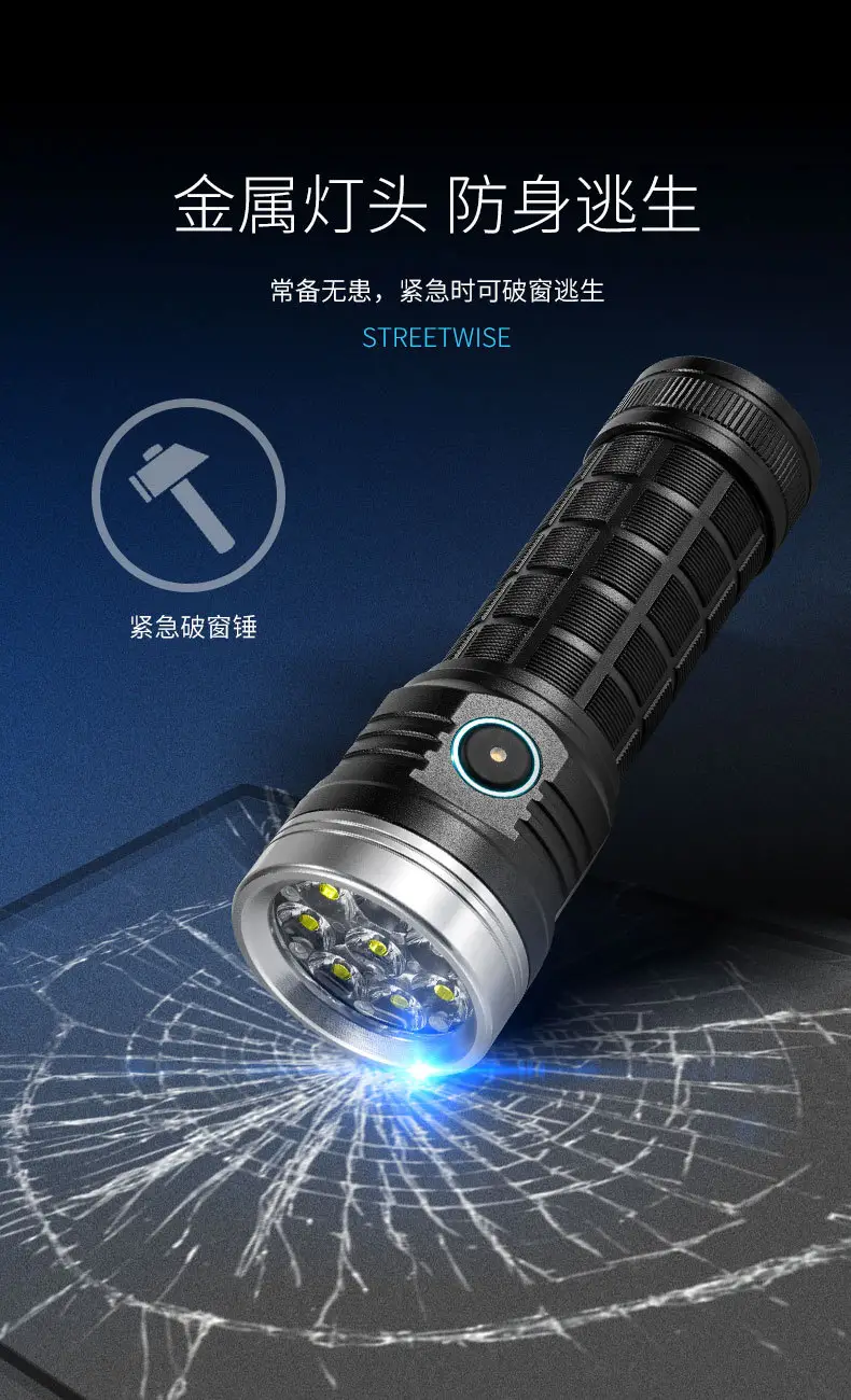 8XHP360 LED Camping Flashlight Aluminum Black — feature 12
