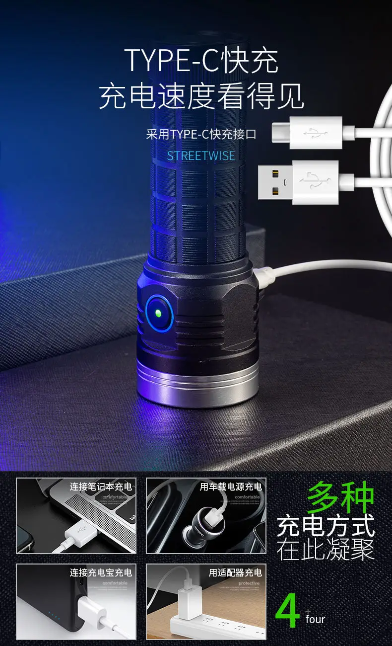 8XHP360 LED Camping Flashlight Aluminum Black — feature 18