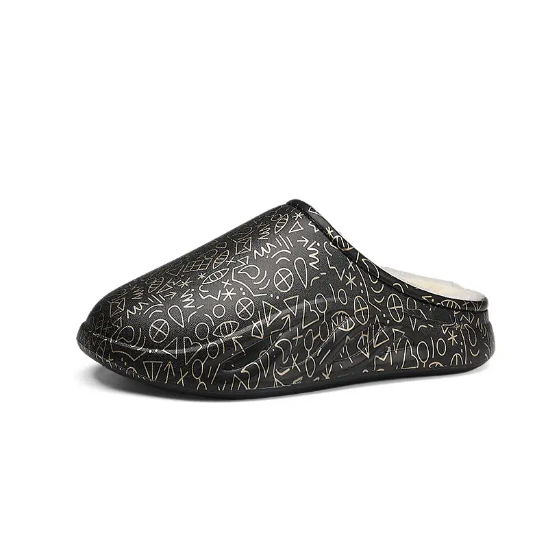Cotton slippers men's winter indoor home fleece-lined warm waterproof thick bottom cotton slippers closed toe loafers plush slippers - Image 5