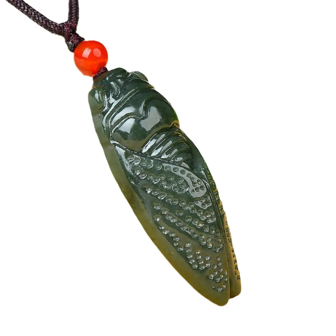 White Hetian Jade Cicada Pendant Necklace - Image 6
