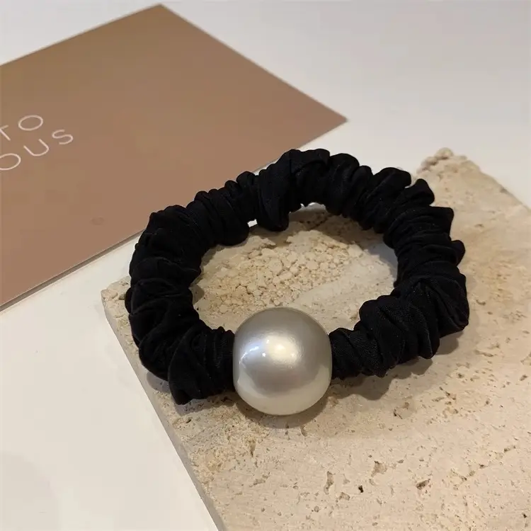 Brown Pearl Hair Band with Elastic Wrap — feature 16