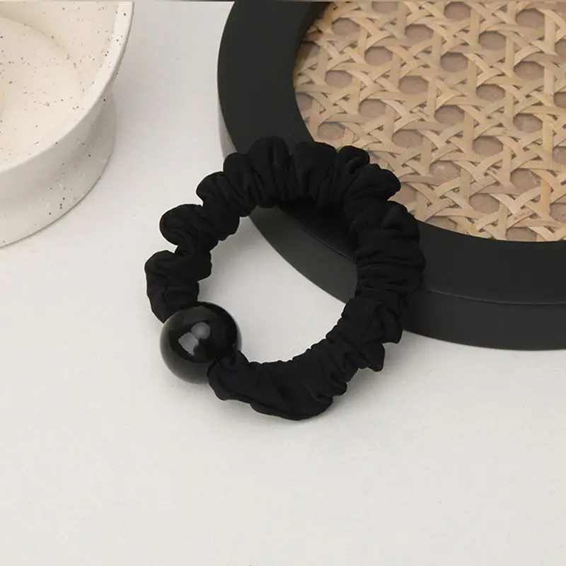Brown Pearl Hair Band with Elastic Wrap - Image 2