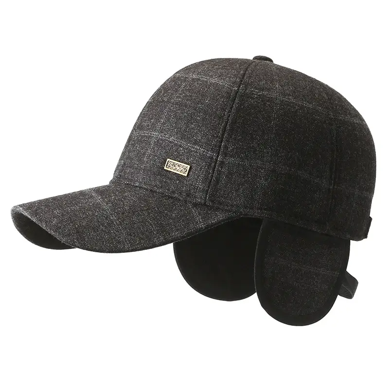 Winter Wool Baseball Cap for Men Navy Blue - Image 7