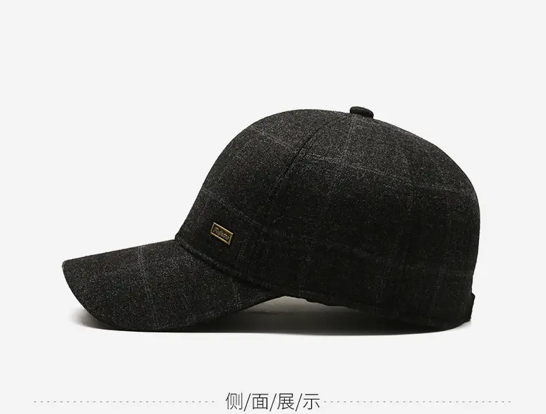 Winter Wool Baseball Cap for Men Navy Blue — feature 10