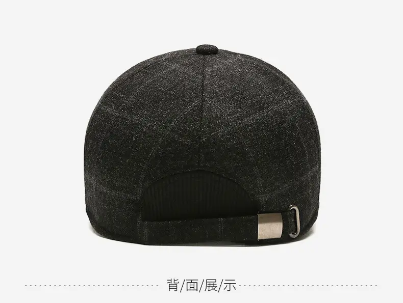Winter Wool Baseball Cap for Men Navy Blue — feature 11