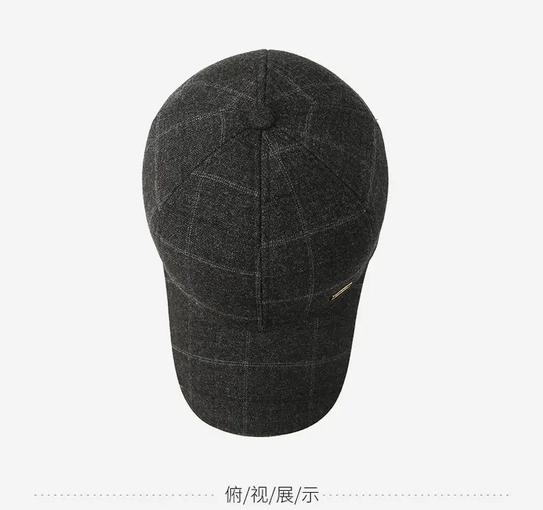 Winter Wool Baseball Cap for Men Navy Blue — feature 12