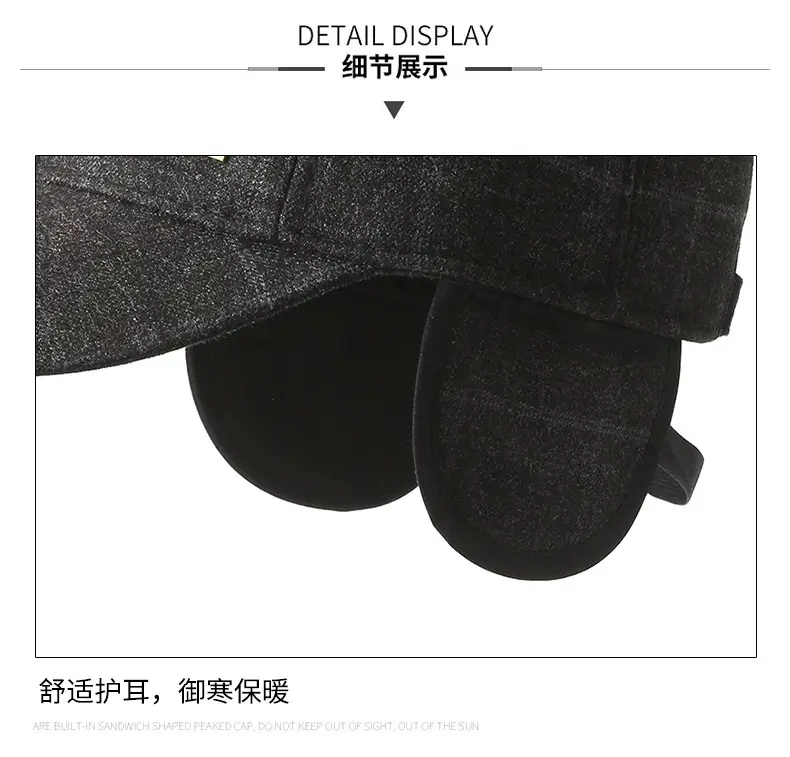 Winter Wool Baseball Cap for Men Navy Blue — feature 15