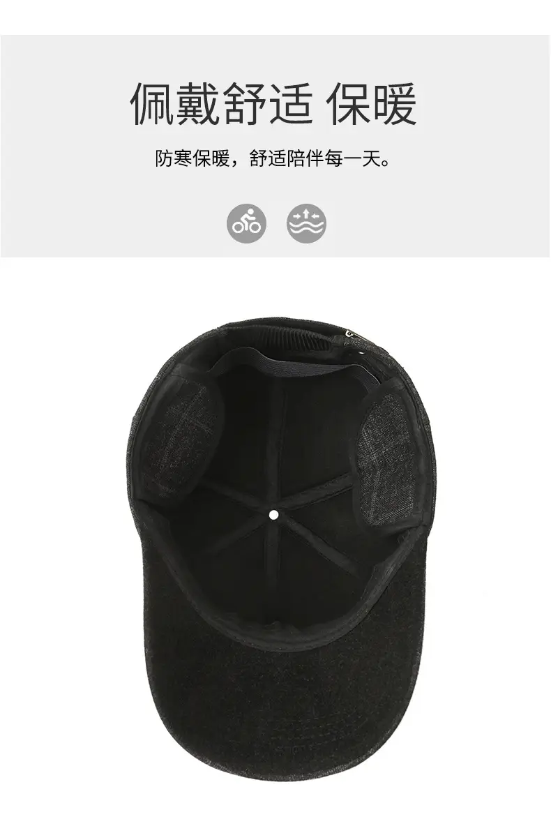 Winter Wool Baseball Cap for Men Navy Blue — feature 7