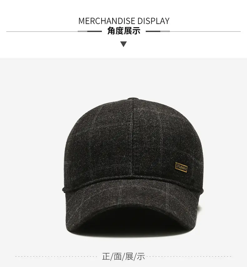 Winter Wool Baseball Cap for Men Navy Blue — feature 8