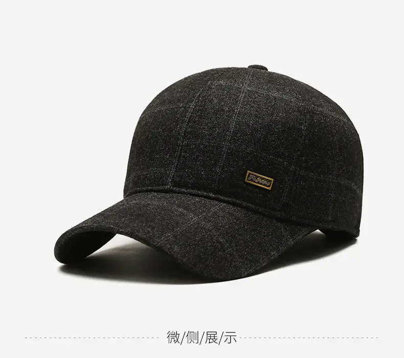 Winter Wool Baseball Cap for Men Navy Blue — feature 9