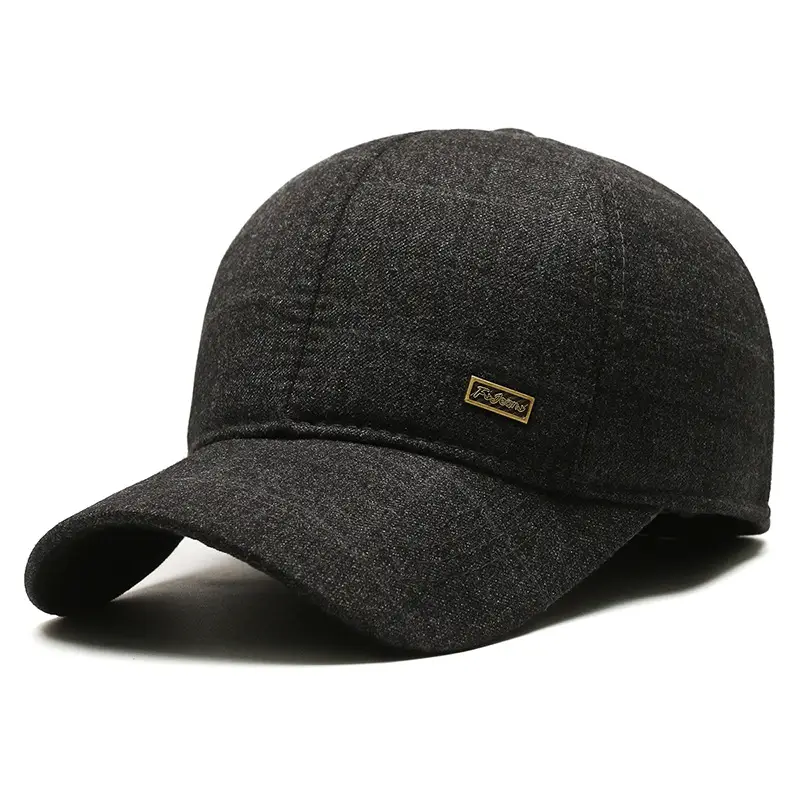 Winter Wool Baseball Cap for Men Navy Blue - Image 2