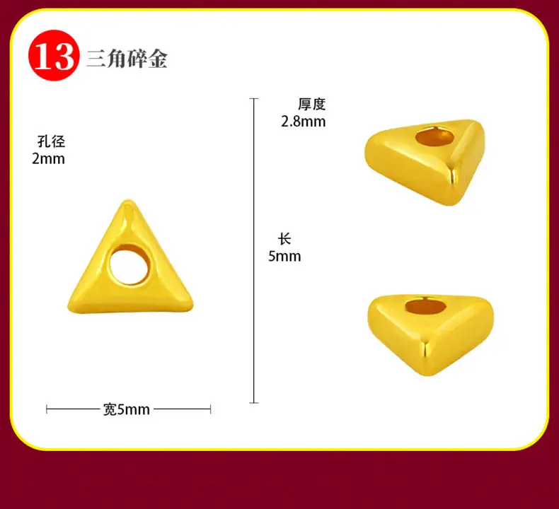 Gold Broken Golden Triangle Bead Set 999 Twisted — feature 17