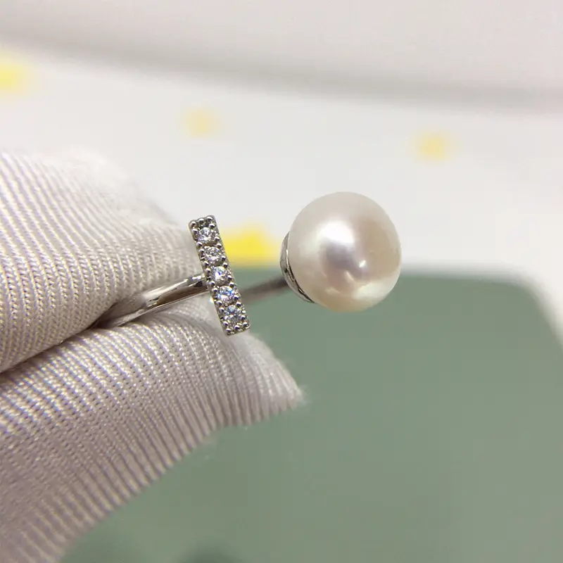 18K Real Gold Pearl Ring with Live Broadcast Cross Border Design - Image 2
