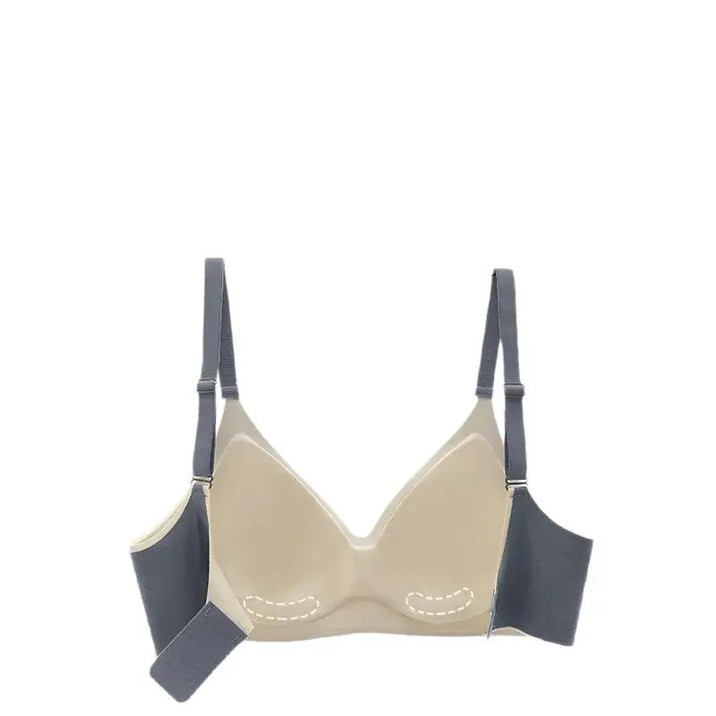 Goddess Gray Fixed Cup Seamless Latex Sports Bra