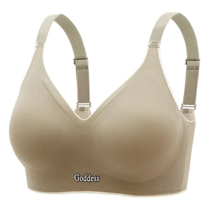 Goddess Gray Fixed Cup Seamless Latex Sports Bra