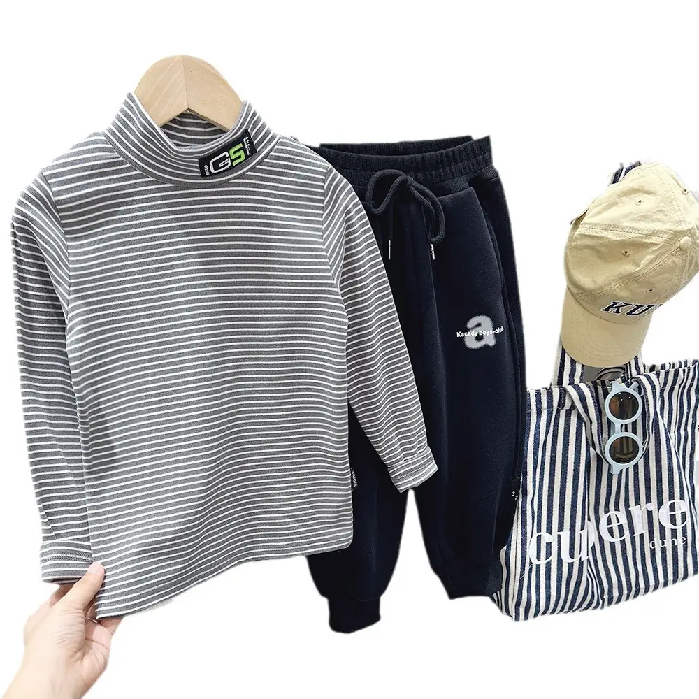 Boys Striped Turtleneck Set Winter Warm 2023 - Image 9